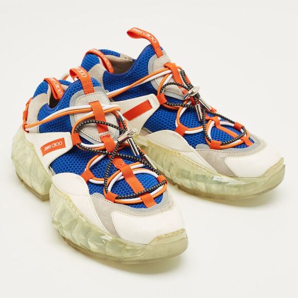 Jimmy Choo Multicolor Leather And Mesh Diamond Trail Sneakers Size 36.5 - Picture 4 of 7